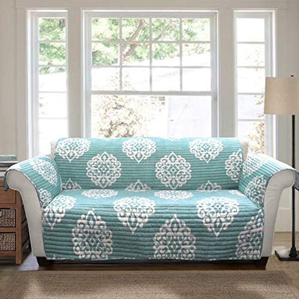 Lush Decor Blue Sophie Furniture Protector-Bold Pattern Sofa Cover