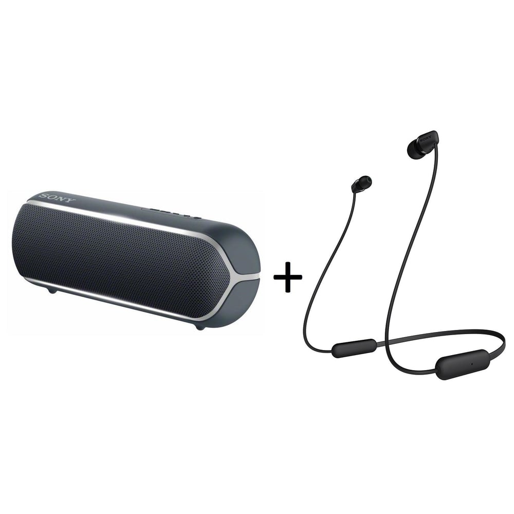 Sony SRS-XB22/B EXTRA BASS Portable Bluetooth Speaker Black + Sony WIC200 Headphone