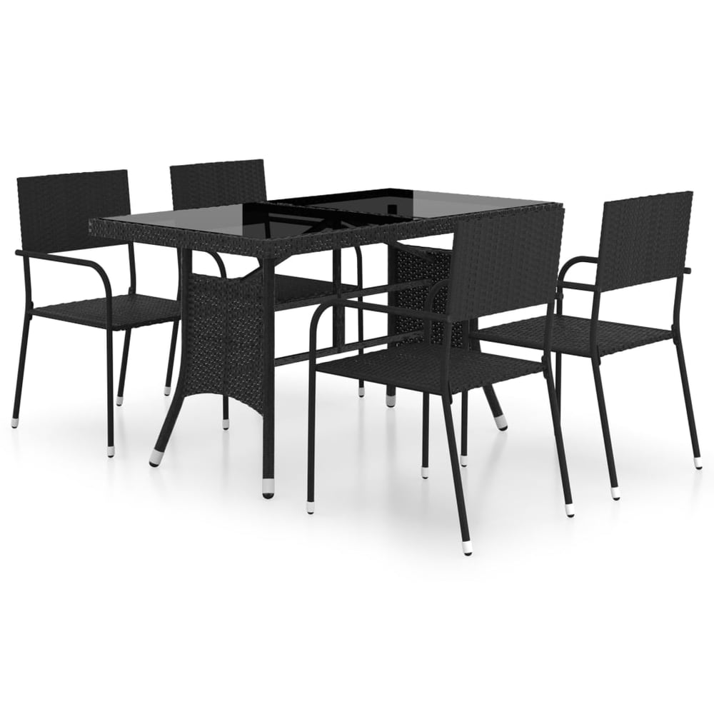 vidaXL 5 Piece Garden Dining Set Poly Rattan Black vidaXL 5 Piece Garden Dining Set Poly Rattan Black