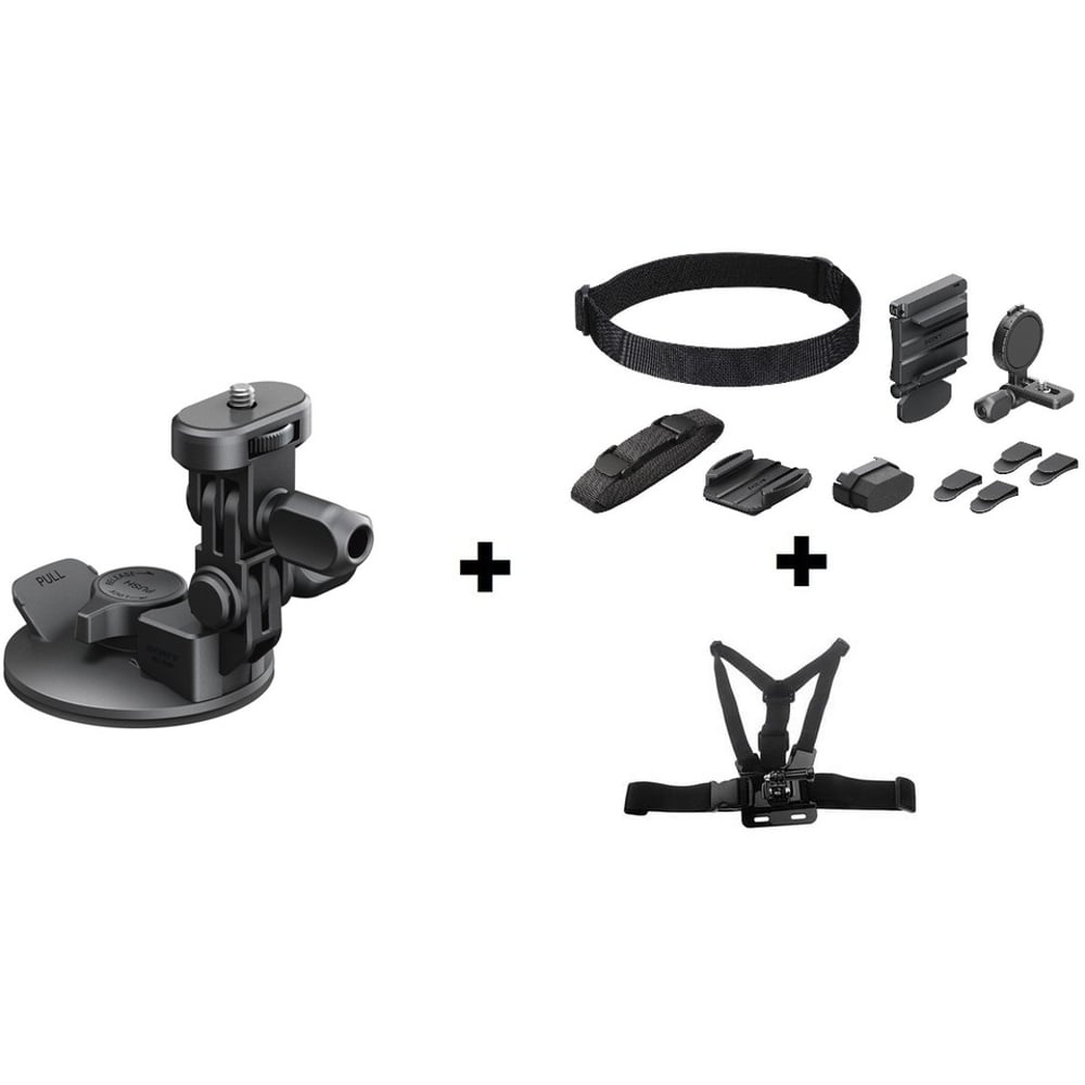 Sony VCTSCM1 Suction Cup Mount + BLTUHM1 Universal Head Mount + AKACMH1 Chest Mount Sony VCTSCM1 Suction Cup Mount + BLTUHM1 Universal Head Mount + AKACMH1 Chest Mount