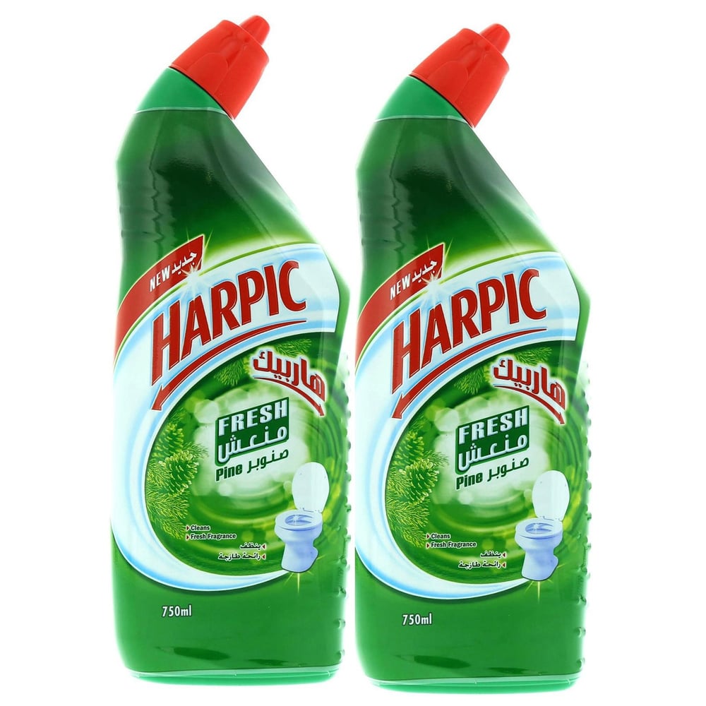 Harpic Toilet Cleaner Fresh Pine (Green) 750 ml Pack Of 2