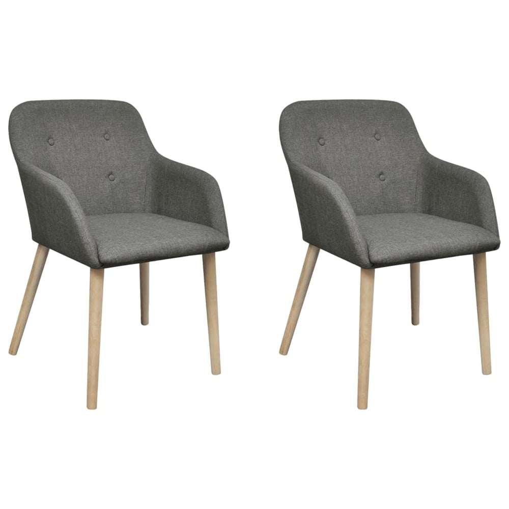 vidaXL Oak Indoor Fabric Dining Chair Set 2 pcs with Armrest Dark Grey