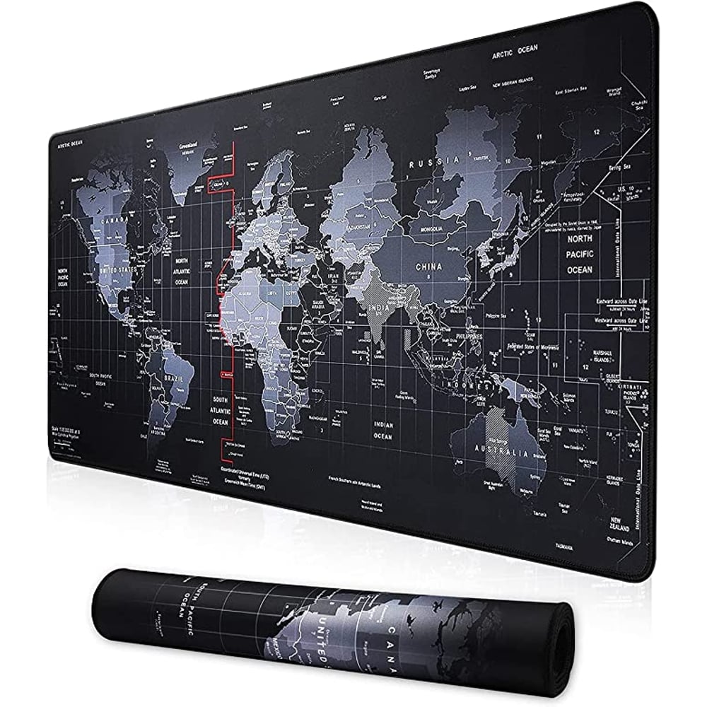 MARGOUN 30x70 cm Gaming Mouse Pad World Map with Stitched Edges