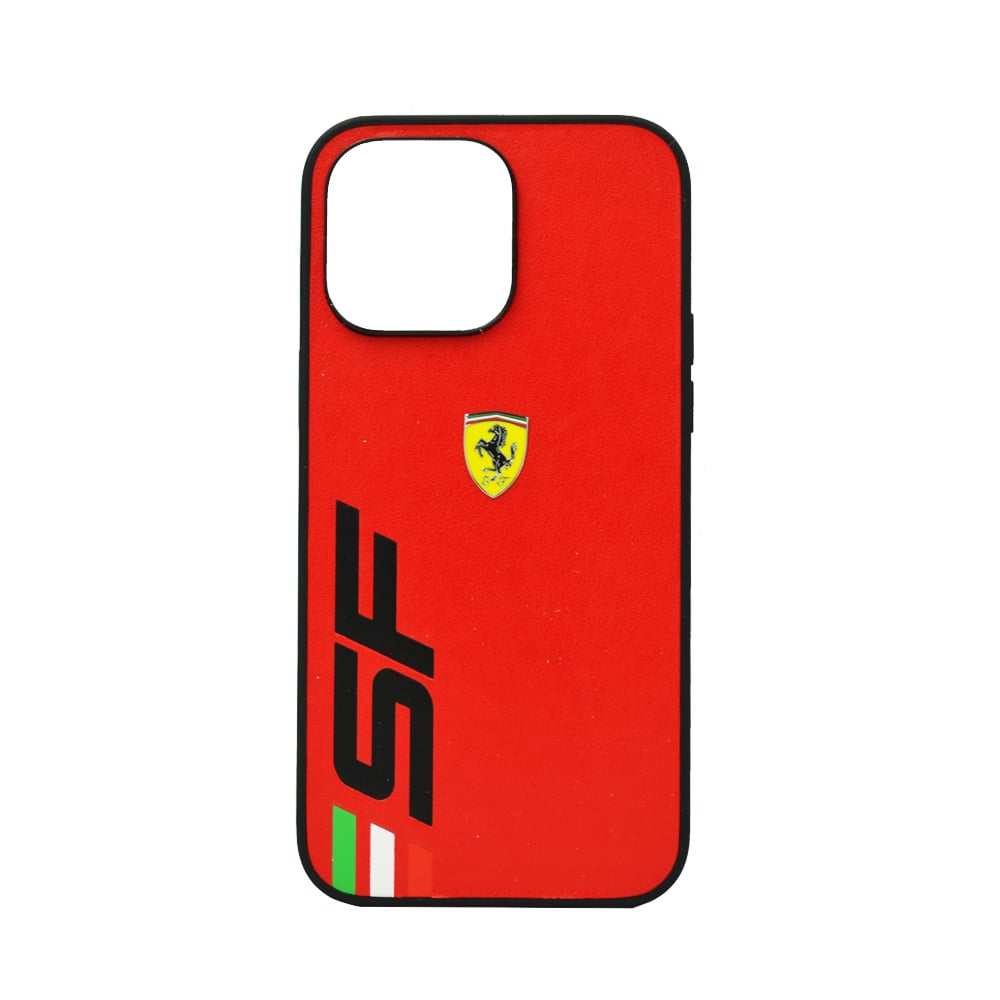 Ferrari Pu Leather Case With Printed Big Sf Logo For Iphone 14 Pro Red Ferrari Pu Leather Case With Printed Big Sf Logo For Iphone 14 Pro Red