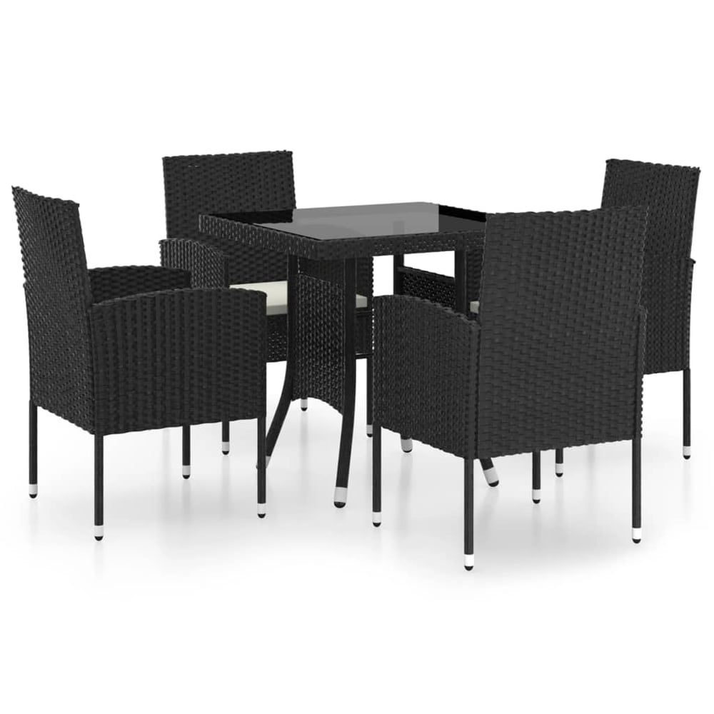 vidaXL 5 Piece Garden Dining Set Poly Rattan Black