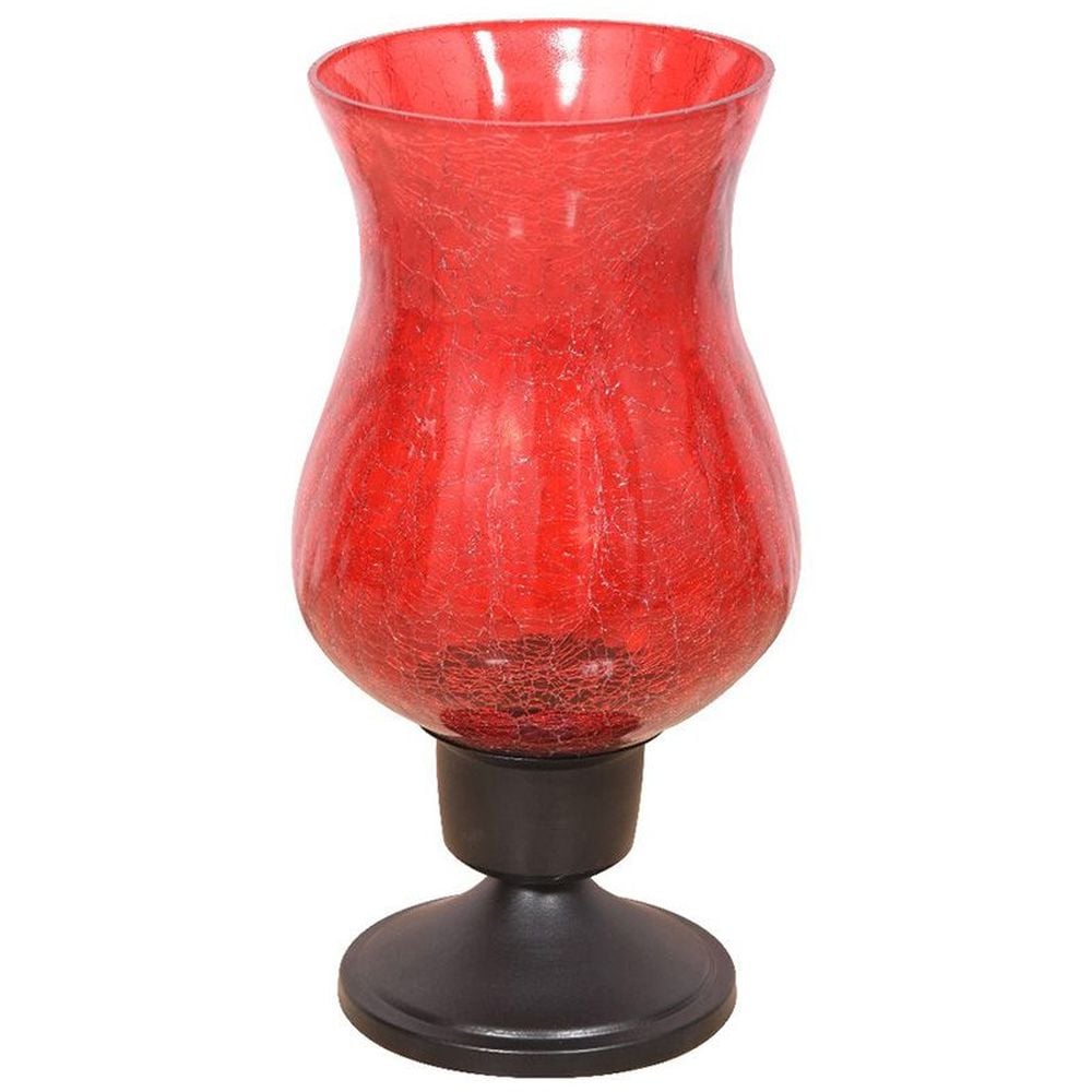 Crackle Red Hurricane Vase 25 cm