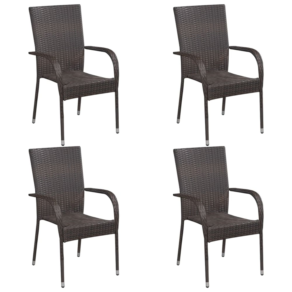 Vidaxl Stackable Outdoor Chairs 4 Pcs Poly Rattan Brown