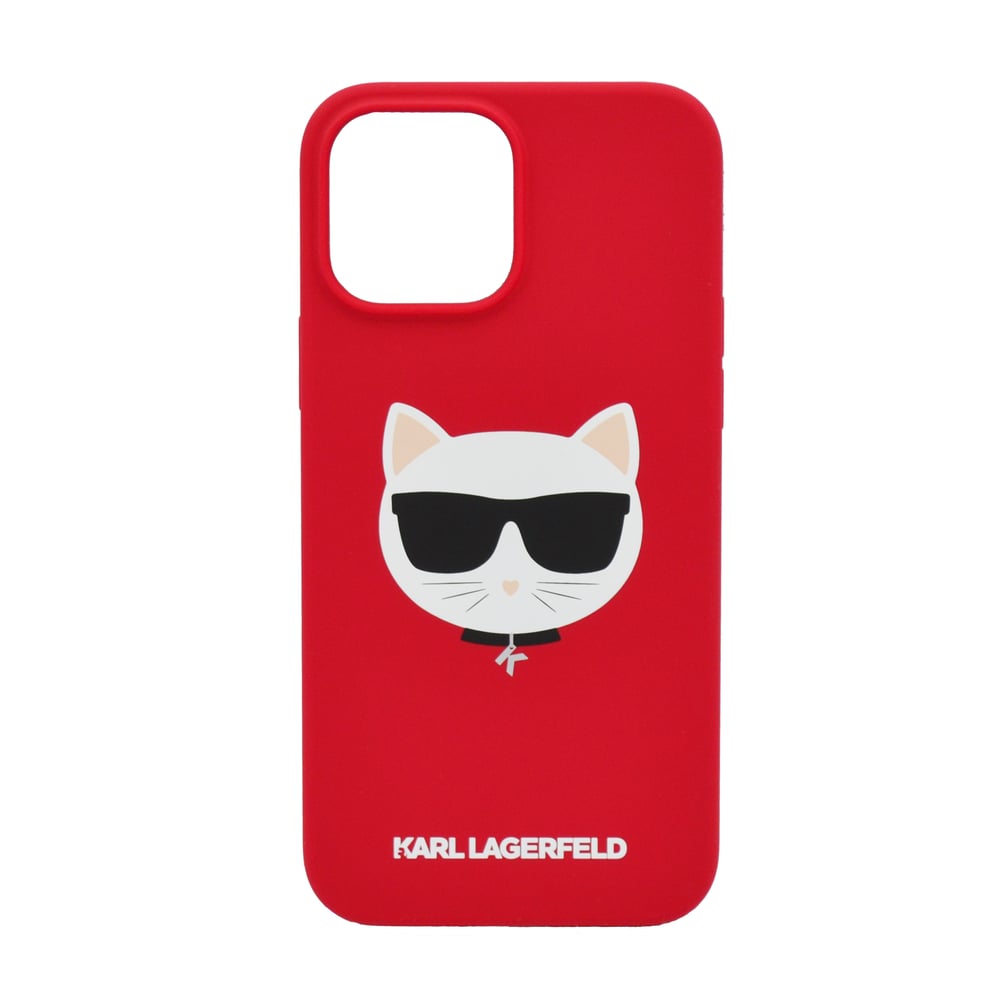 Karl Lagerfeld Liquid Silicone Case Choupette Head For Iphone 13 Pro Max Red