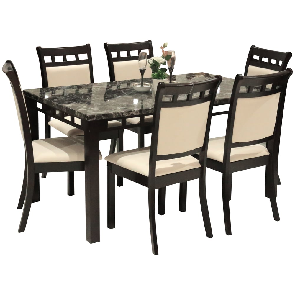 HomeStyle SH53177 Marmi 6 Seater Dining Set Brown