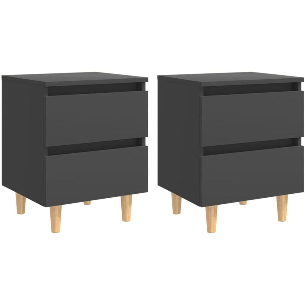 Vidaxl Bed Cabinets With Solid Pinewood Legs 2 Pcs Grey 40x35x50 Cm