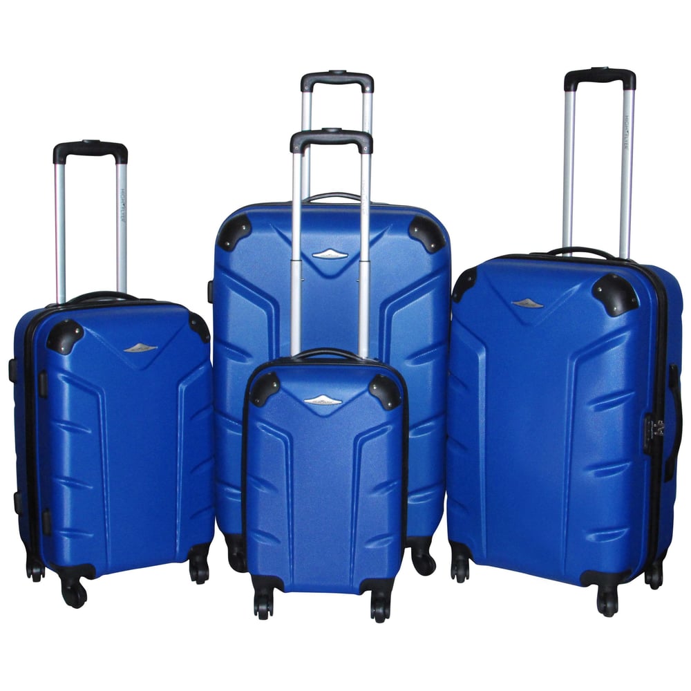 Highflyer Flash Series Trolley Luggage Bag Blue 4pc Set THFLASH4PC