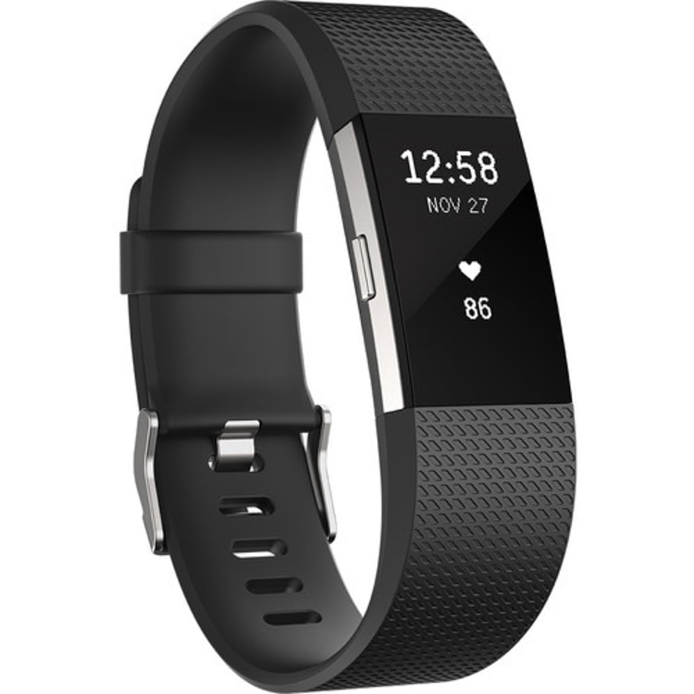 Fitbit Charge 2 Wristband Laryon Black Silver Large - FB407SBKLEU Fitbit Charge 2 Wristband Laryon Black Silver Large - FB407SBKLEU