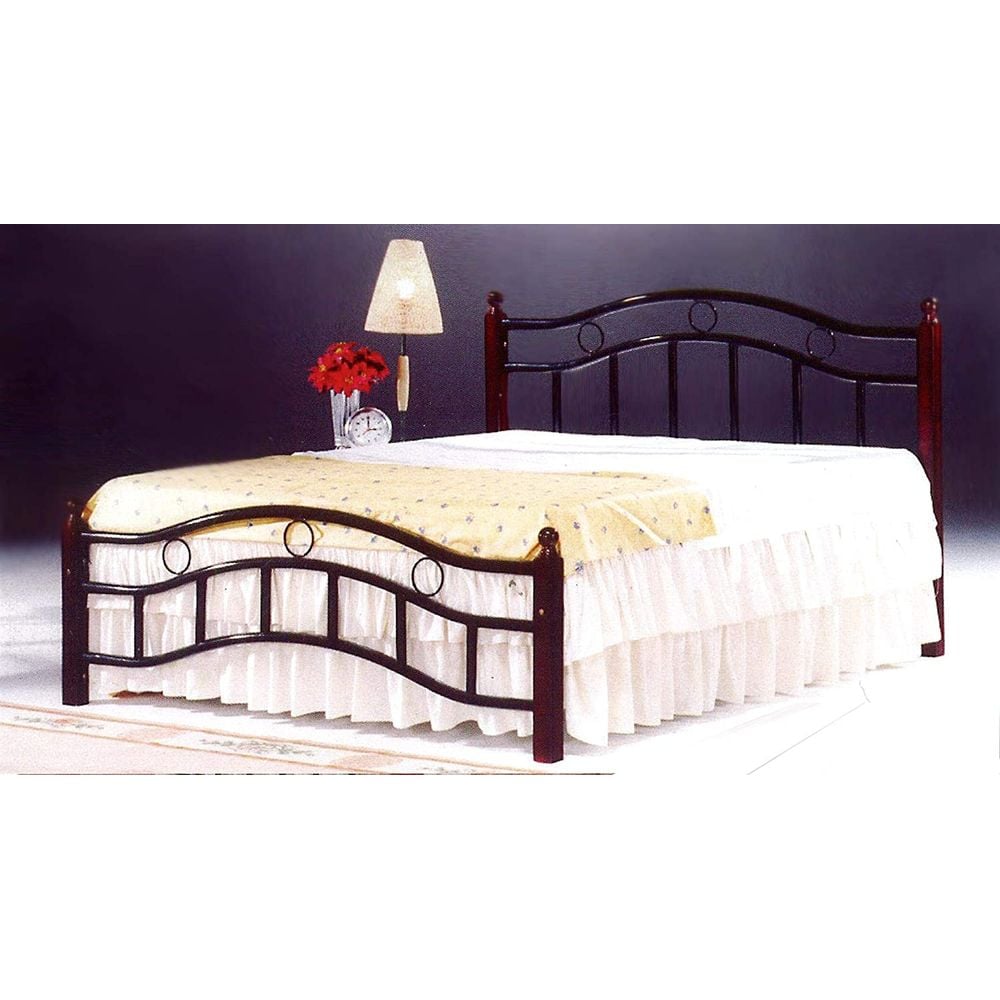Galaxy Wooden Steel Double Bed With Medical Mattress, Cherry Brown Legs - 120 X 190 Cm Gdf-5888br, Full