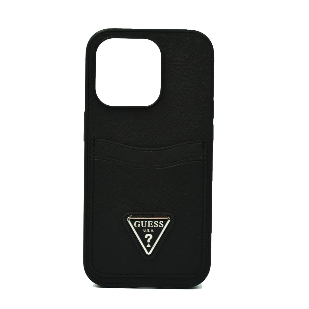 Guess Saffiano Double Card Hard Case For Iphone 14 Pro Black Guess Saffiano Double Card Hard Case For Iphone 14 Pro Black