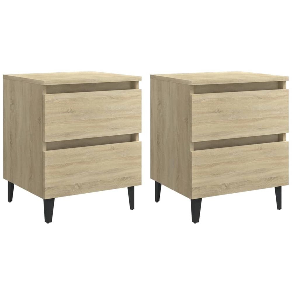 Vidaxl Bed Cabinets 2 Pcs Sonoma Oak 40x35x50 Cm Chipboard