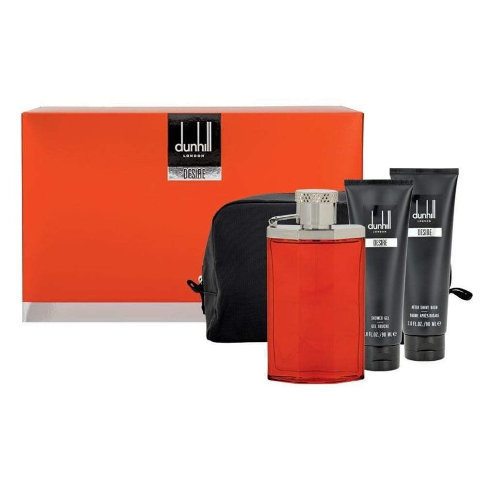 Dunhill Desire Red Gift Set For Men (Dunhill Desire Red 100ml EDT + 90ml Shower Gel + 90ml After Shave Balm + Bag)