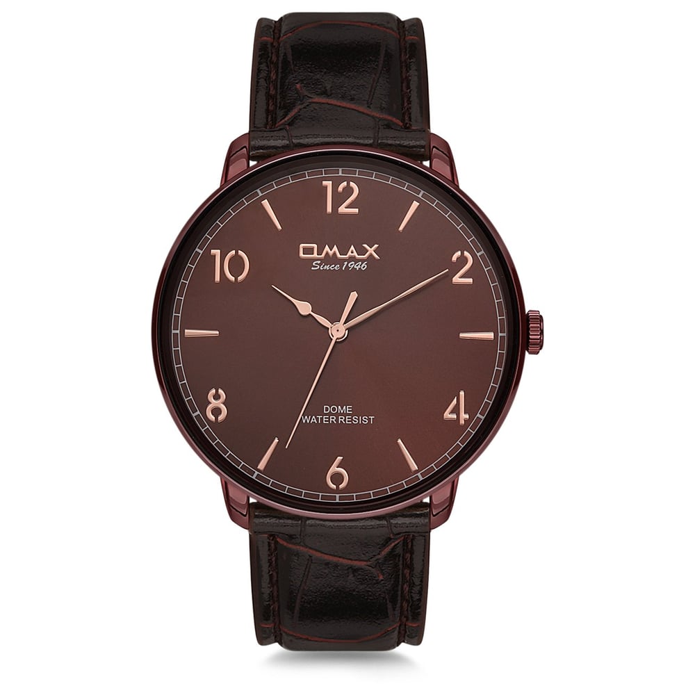 Omax Dome Series Brown Leather Analog Watch For Men DC001F55I