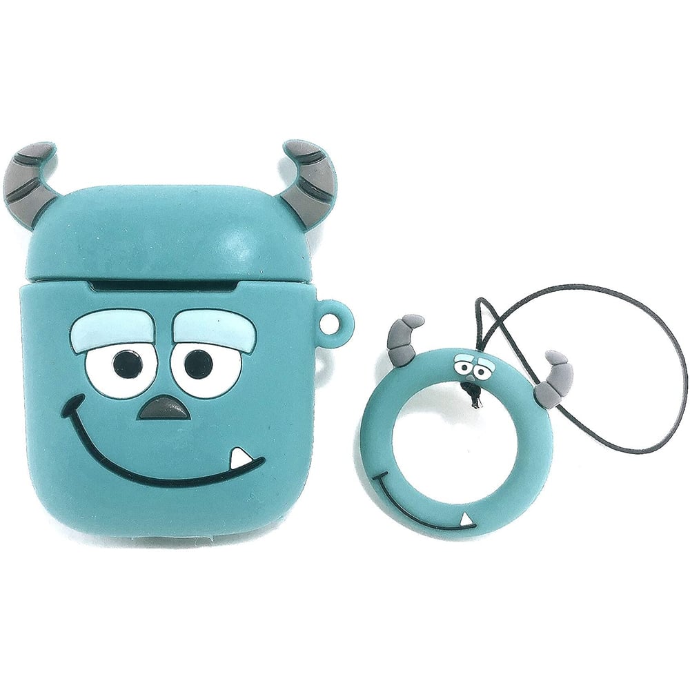 Monster Case for Airpods 1&2, Cute Character Silicone 3D Funny Cartoon Airpod Cover,Soft Kawaii Fun Cool Animal Skin Kits with Carabiner,Unique Cases for Girls Kids Women Air pods (Monster Blue)