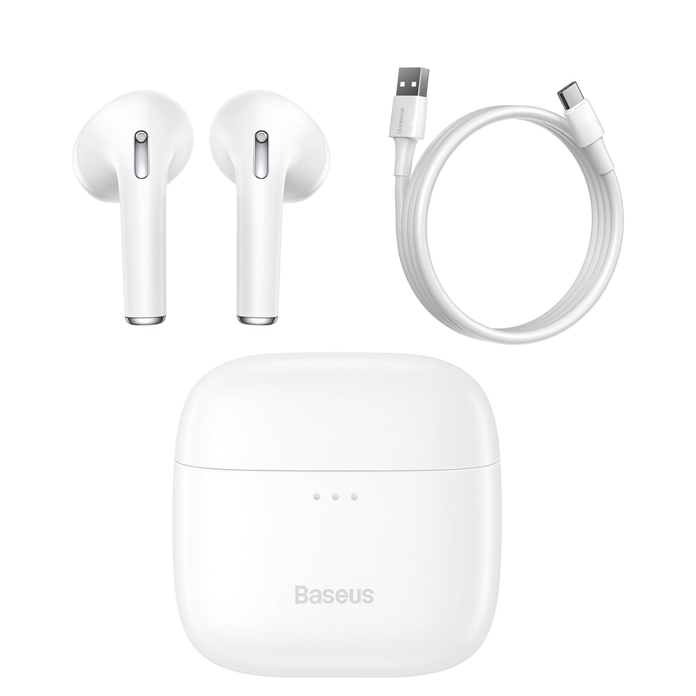 Baseus E8 Wireless Bluetooth 5.0 TWS Earbuds Waterproof IPX5- White