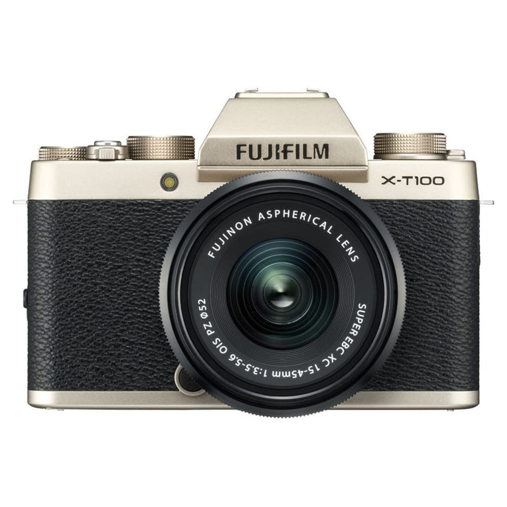 Fujifilm X-T100 Mirrorless Digital Camera Champagne Gold With XC 15-45mm f/3.5-5.6 OIS PZ Lens