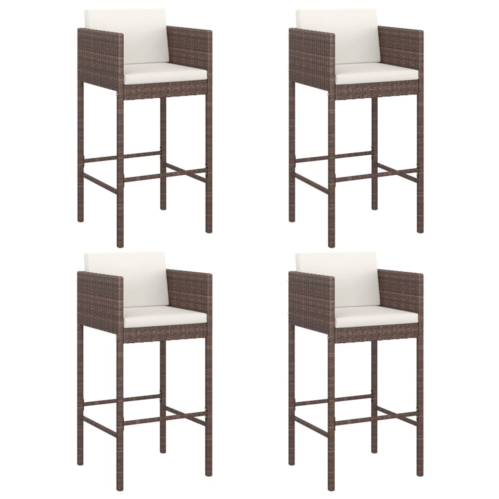 Vidaxl Bar Stools 4 Pcs With Cushions Brown Poly Rattan Vidaxl Bar Stools 4 Pcs With Cushions Brown Poly Rattan