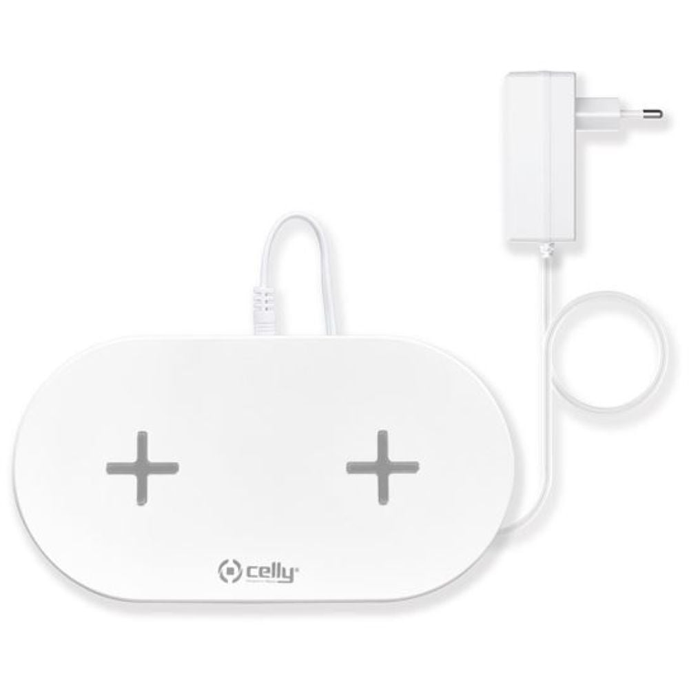 Celly Dual Pad Wireless Charger 19cm White