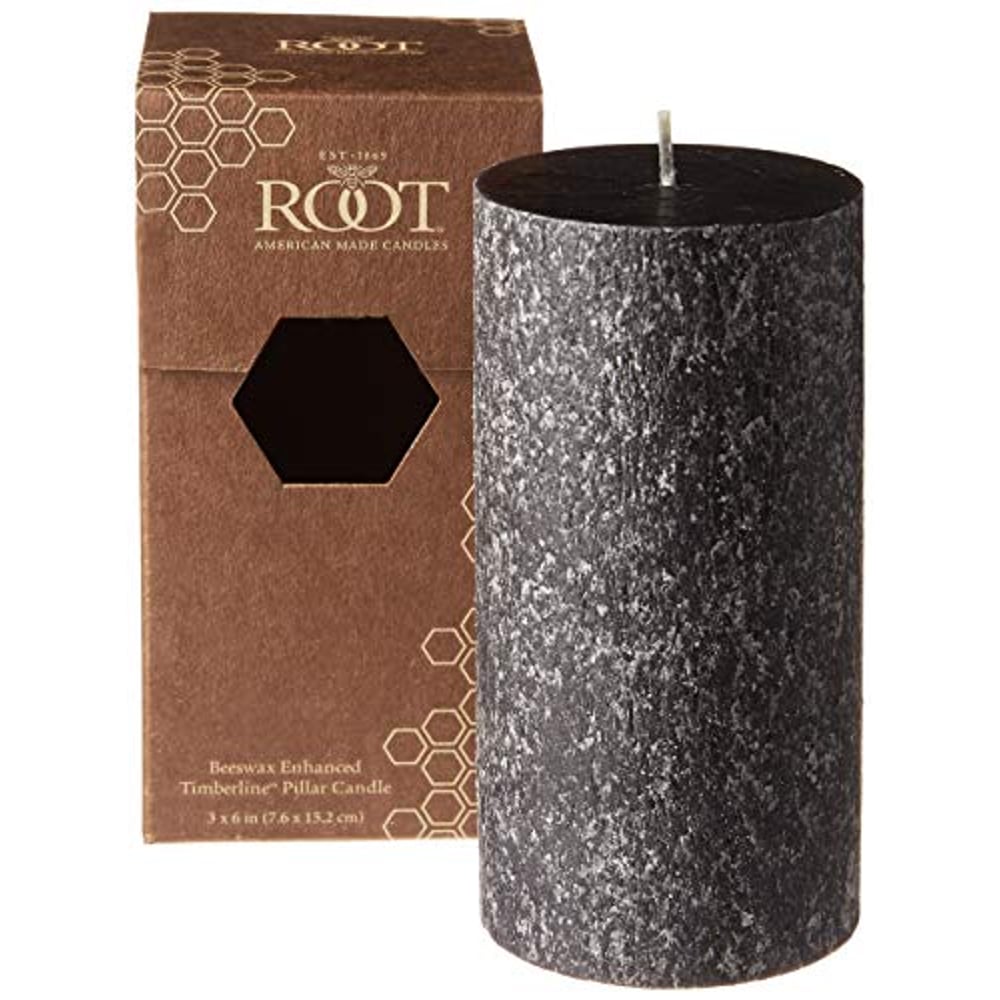 Root Candles Unscented Timberline Pillar Candle , 3 X 6-Inches, Black