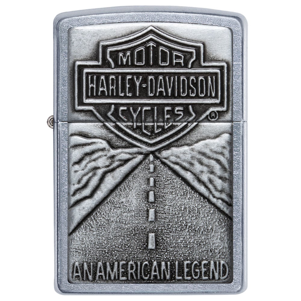 Zippo Genuine Harley Davidson Shield and American Legend Emblem Street Chrome Pocket LighterBare Metal - Silver Zippo Genuine Harley Davidson Shield and American Legend Emblem Street Chrome Pocket LighterBare Metal - Silver