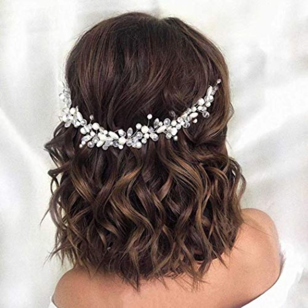Catery Pearl Bride Wedding Headband Silver Hair Vine Braid Headpiece Bridal Accessories For Women And Girls Catery Pearl Bride Wedding Headband Silver Hair Vine Braid Headpiece Bridal Accessories For Women And Girls