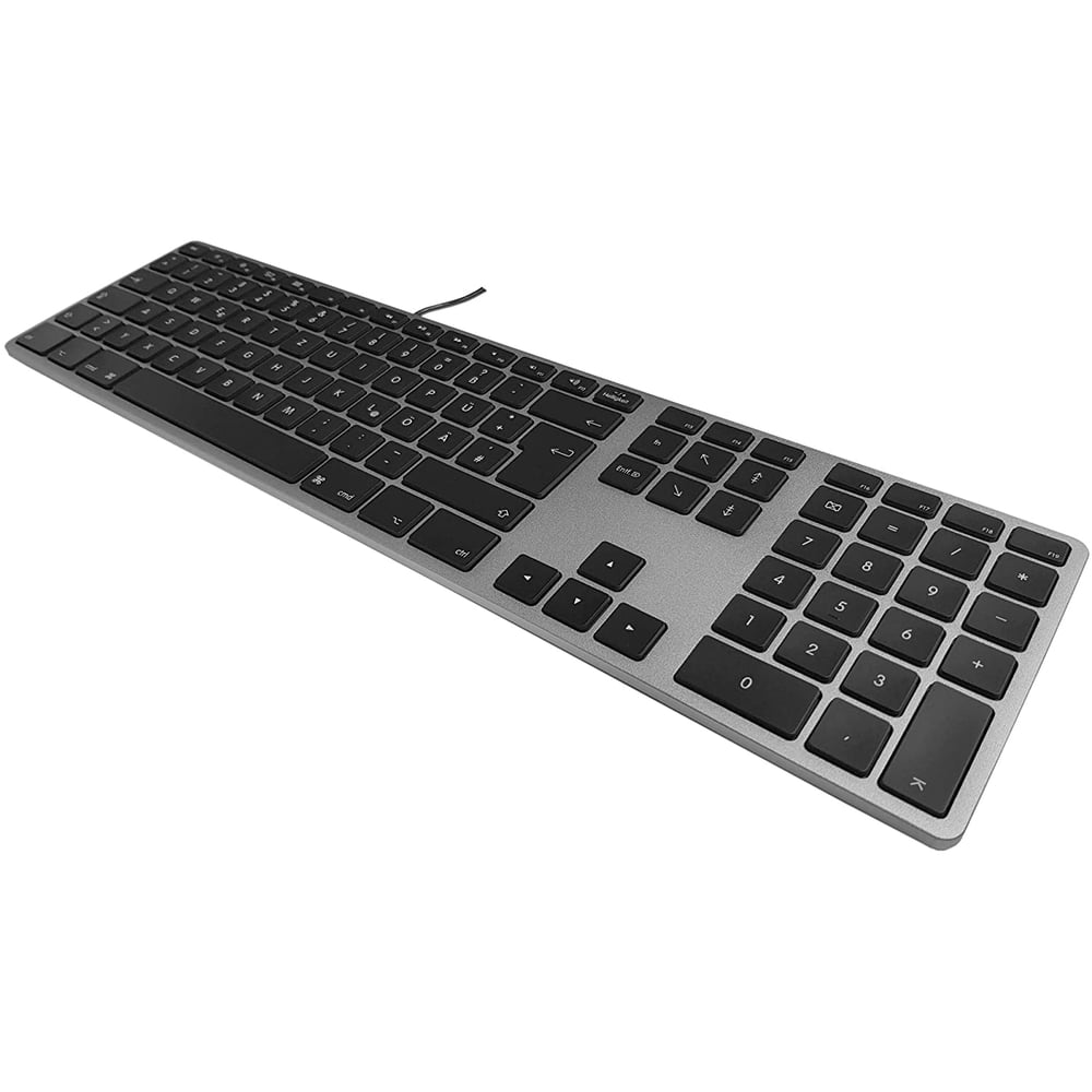 Matias Fk318lb-de Aluminium Wired Keyboard With Rgb Backlight Usb Keyboard For Apple Mac Os Qwertz German With Flat Keys And Additional Numeric Keypad Space Grey Matias Fk318lb-de Aluminium Wired Keyboard With Rgb Backlight Usb Keyboard For Apple Mac Os Qwertz German With Flat Keys And Additional Numeric Keypad Space Grey