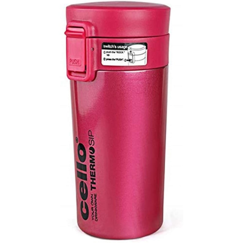 Cello Monty Stainless Steel Travel Mug, Pink, 300ml