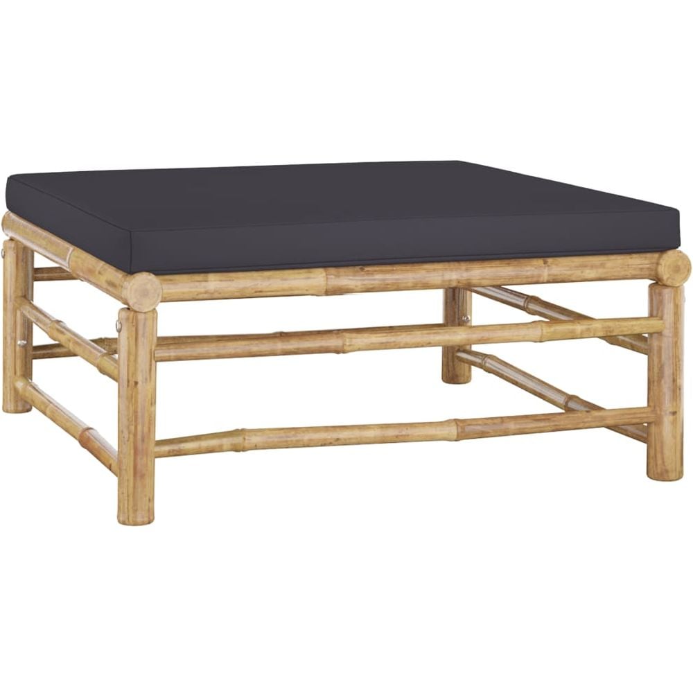 Vidaxl Garden Footrest With Dark Grey Cushion Bamboo