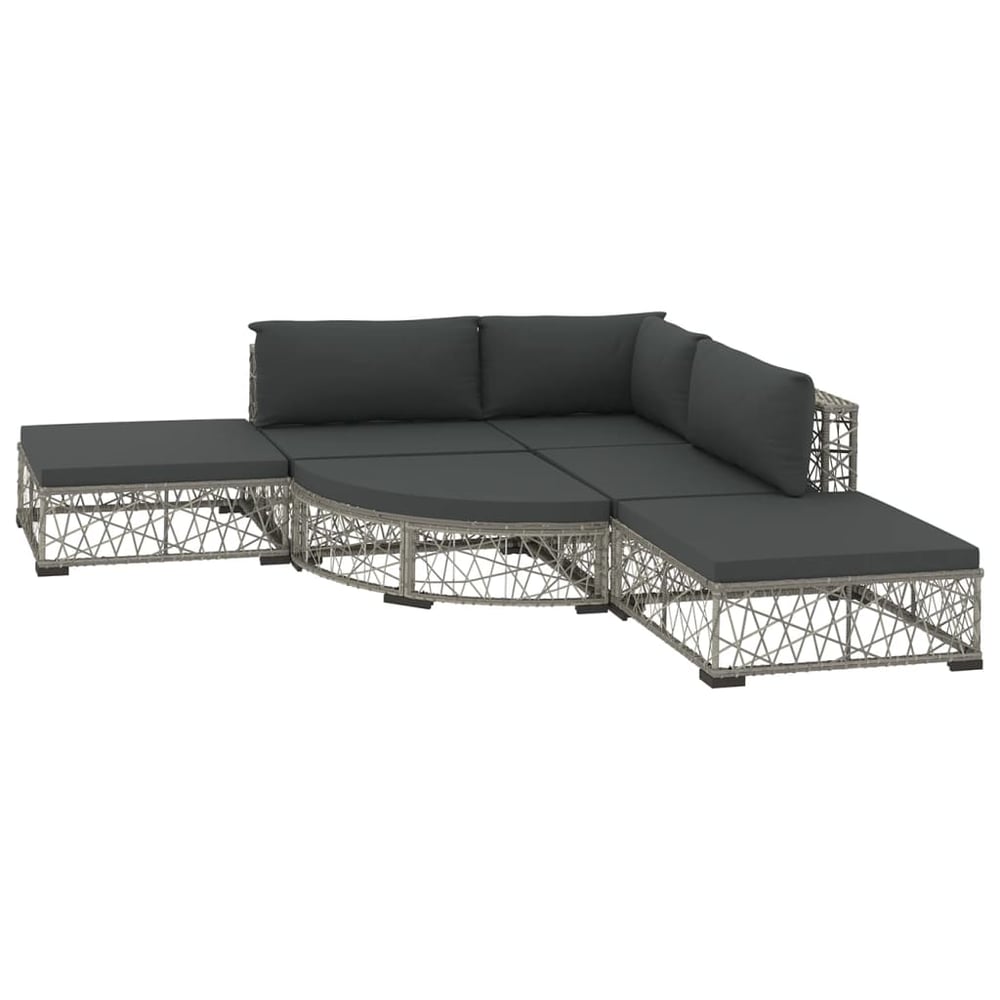 Vidaxl 6 Piece Garden Lounge Set With Cushions Poly Rattan Grey Vidaxl 6 Piece Garden Lounge Set With Cushions Poly Rattan Grey