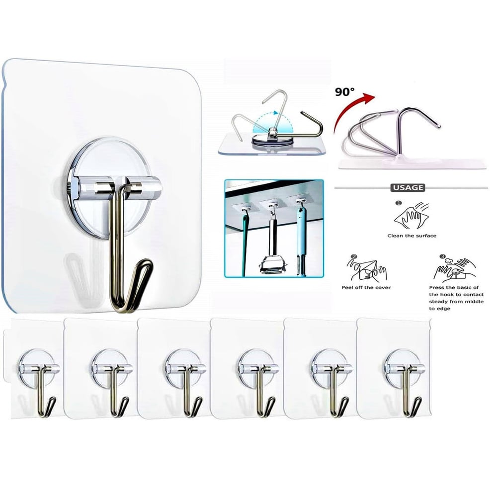 Lavish 6 Pcs Universal Strong Seamless Hanger Self Adhesive Sticker Wall Hooks