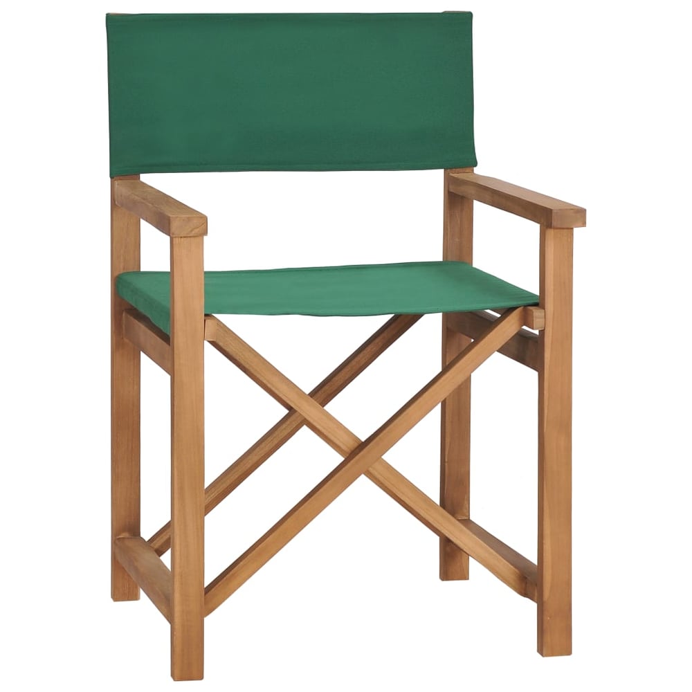 vidaXL Director's Chair Solid Teak Wood Green vidaXL Director's Chair Solid Teak Wood Green
