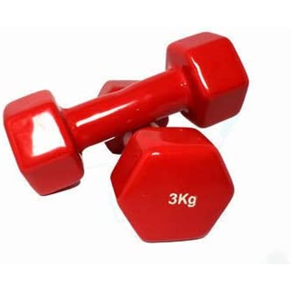 ULTIMAX 2Pcs Fitness Vinyl Dumbbell Hand Weights All-Purpose Color Coded Dumbbell for Strength Training Yoga Dumbbell RED (3 kg) ULTIMAX 2Pcs Fitness Vinyl Dumbbell Hand Weights All-Purpose Color Coded Dumbbell for Strength Training Yoga Dumbbell RED (3 kg)