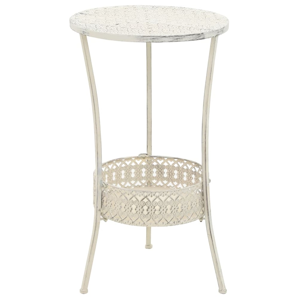vidaXL Bistro Table Vintage Style Round Metal 40x70 cm White vidaXL Bistro Table Vintage Style Round Metal 40x70 cm White