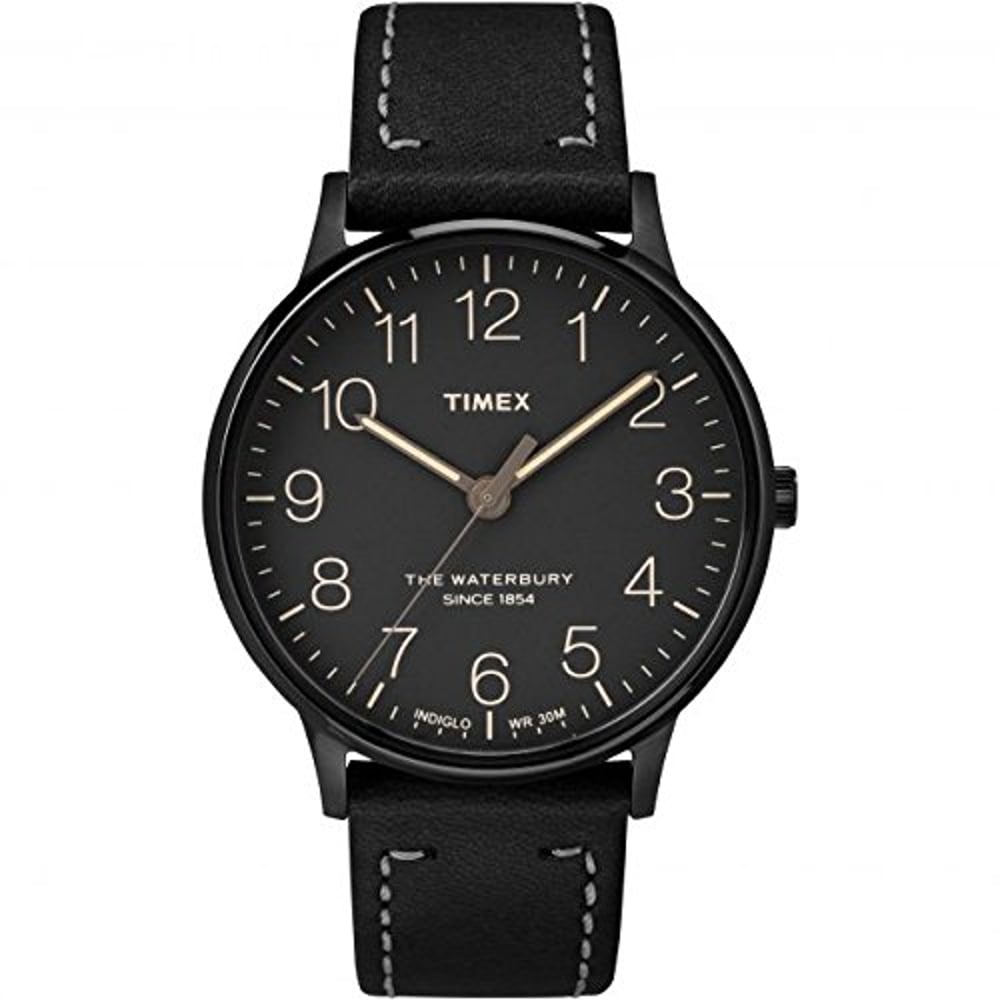 Timex TW2P95900 The Waterbury Quartz Black Leather Watch Unisex Timex TW2P95900 The Waterbury Quartz Black Leather Watch Unisex