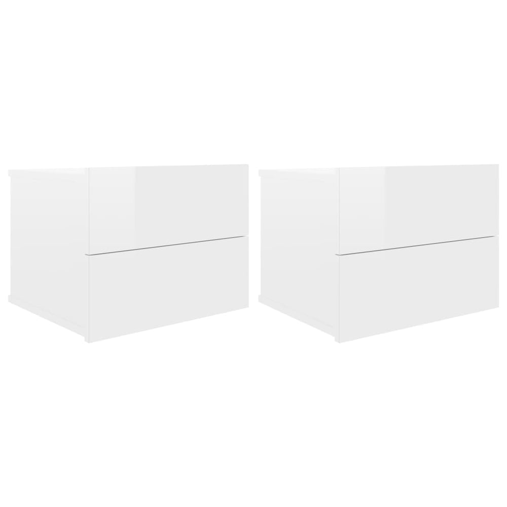 vidaXL Bedside Cabinets 2 pcs High Gloss White 40x30x30 cm Engineered Wood