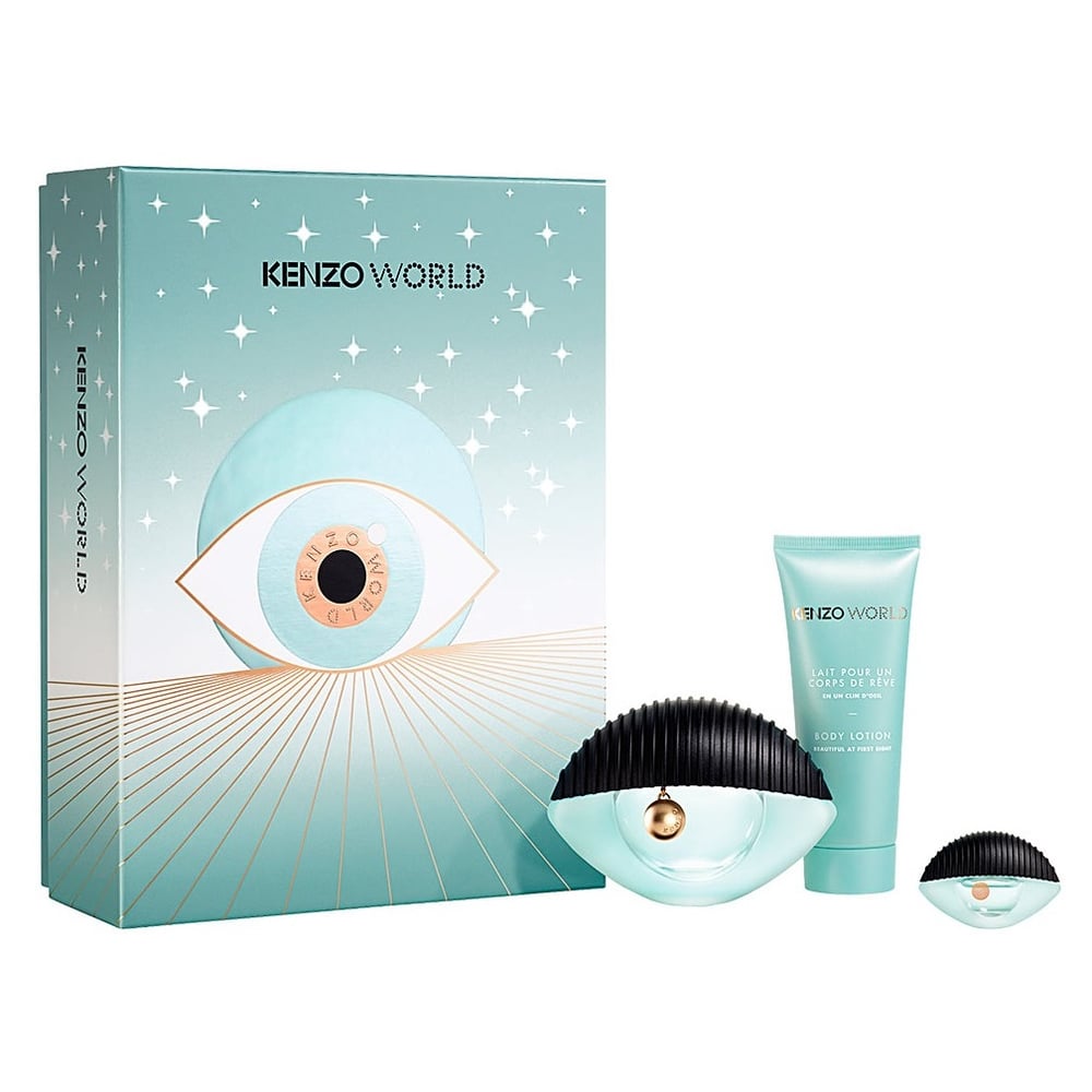 Kenzo World Gift Set For Women (Kenzo World 50ml EDP + 75ml Body Lotion + 5ml Mini EDP)