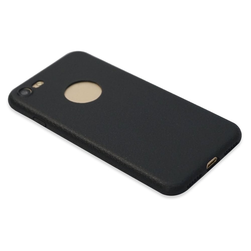 Eklasse TPU Protective Case With Leather Pattern Black For iPhone 8 - EKMCI803XM