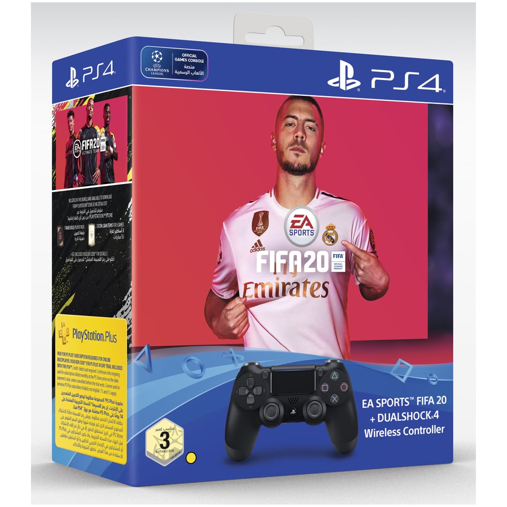 PS4 FIFA20 Game + Dual Shock 4 Controller + 14 Days Plus Card