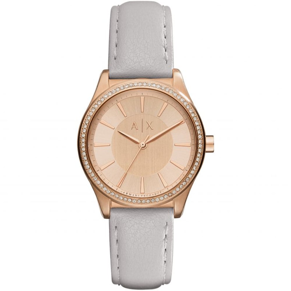 Armani Exchange Nicolette Rose Gold Leather Women Watch AX5444