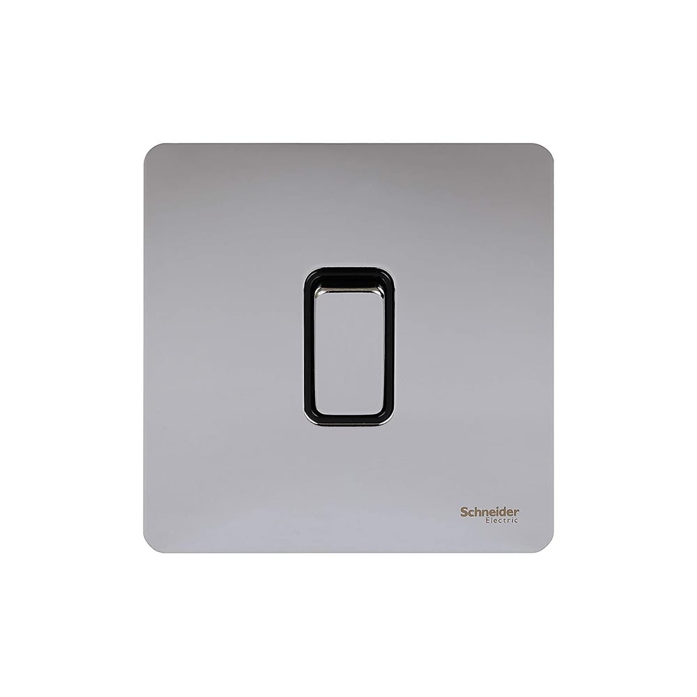 Schneider Electric Gu1414-bpc 1 Gang Ultimate Screwless Flat Plate Intermediate Switch, Polished Chrome With Black Interior Schneider Electric Gu1414-bpc 1 Gang Ultimate Screwless Flat Plate Intermediate Switch, Polished Chrome With Black Interior