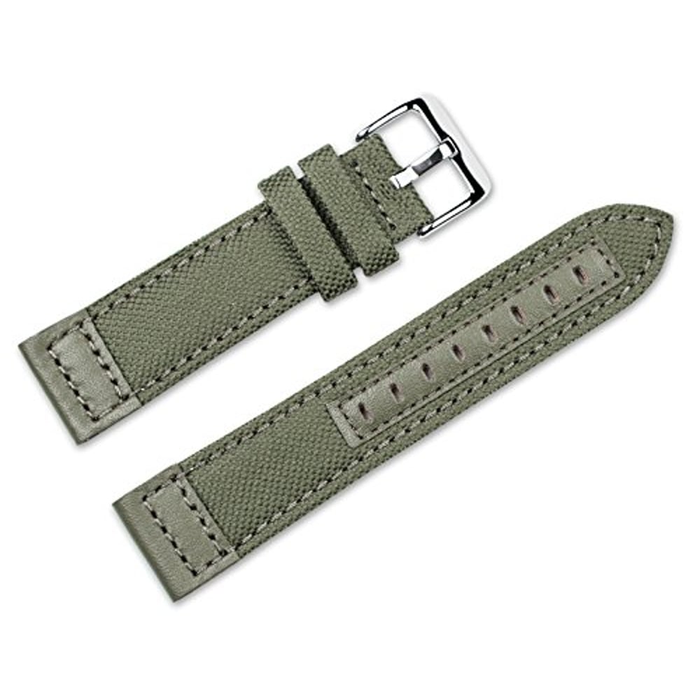 debeer watch bands 18Mm Replacement Watch Band - Nylon Canvas With Leather Trim - Olive Watch Strap debeer watch bands 18Mm Replacement Watch Band - Nylon Canvas With Leather Trim - Olive Watch Strap
