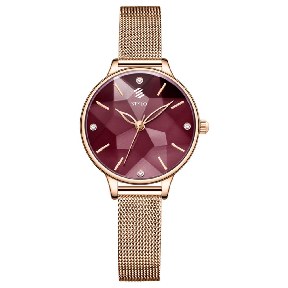 Stylo Rose Gold Steel Mesh Band Women Watch S9540-RMKR