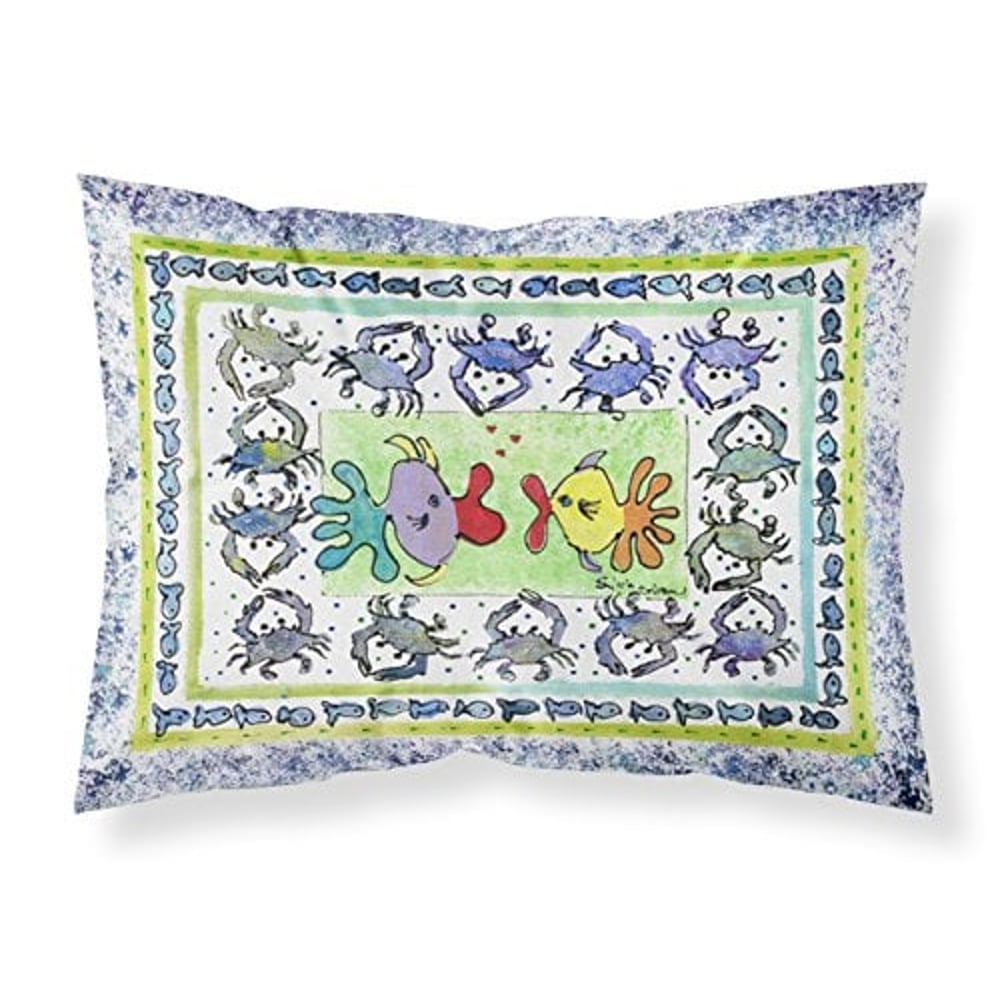 Caroline's Treasures 8073Pillowcase Kissing Fish Moisture Wicking Fabric Standard Pillowcase, Standard, Multicolor