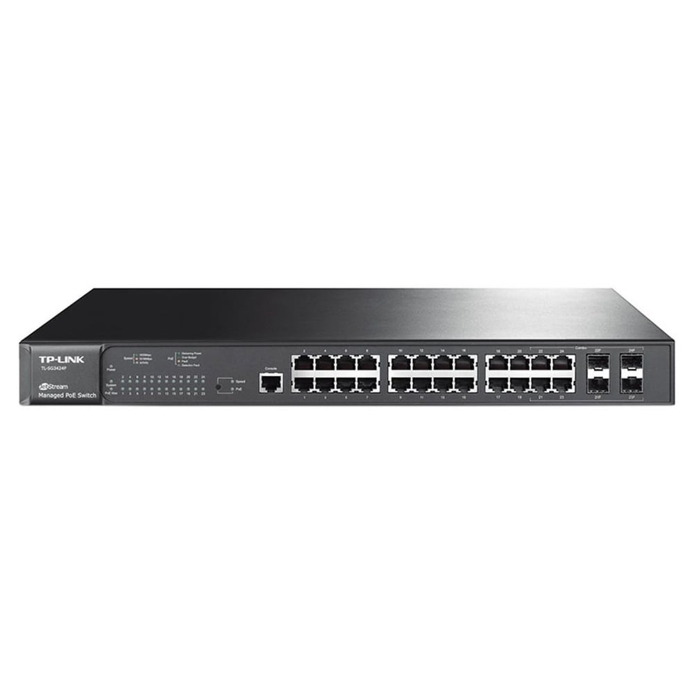 TPLink JetStream 24-Port Gigabit L2 Managed PoE+L2 ManagedSwitch With 4 Combo SFP Slots (TL-SG3424P) TPLink JetStream 24-Port Gigabit L2 Managed PoE+L2 ManagedSwitch With 4 Combo SFP Slots (TL-SG3424P)