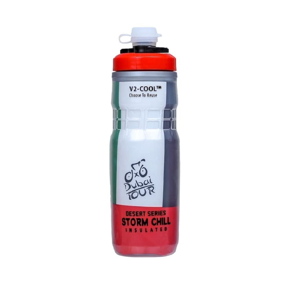 V2-cool Storm Insulated Water Bottle For Cycle Cage Fit With Free Silicon Mudcap 620 Ml/21 Oz, Uae Tour V2-cool Storm Insulated Water Bottle For Cycle Cage Fit With Free Silicon Mudcap 620 Ml/21 Oz, Uae Tour