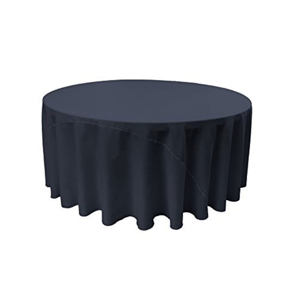 La Linen Polyester Poplin Round Tablecloth, 108-Inch, Navy Blue 108RD-010178
